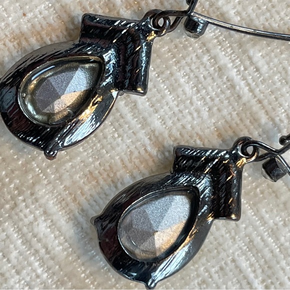 Vintage Crystal & Pearl Teardrop Earrings - Picture 4 of 4